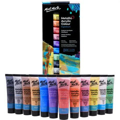 Mont Marte Signature metallic acrylic colour paint set 12pcs 36ml for canvas and craft painting