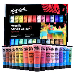 Mont Marte metallic acrylic colour paint set 24 pcs x 36ml for canvas and craft painting