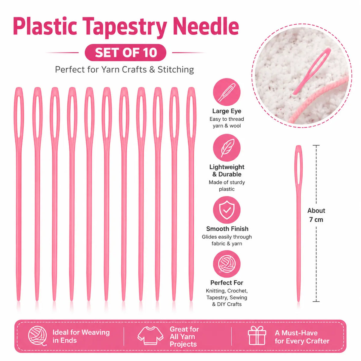 Plastic tapestry needles set for sewing knitting crochet and embroidery crafts