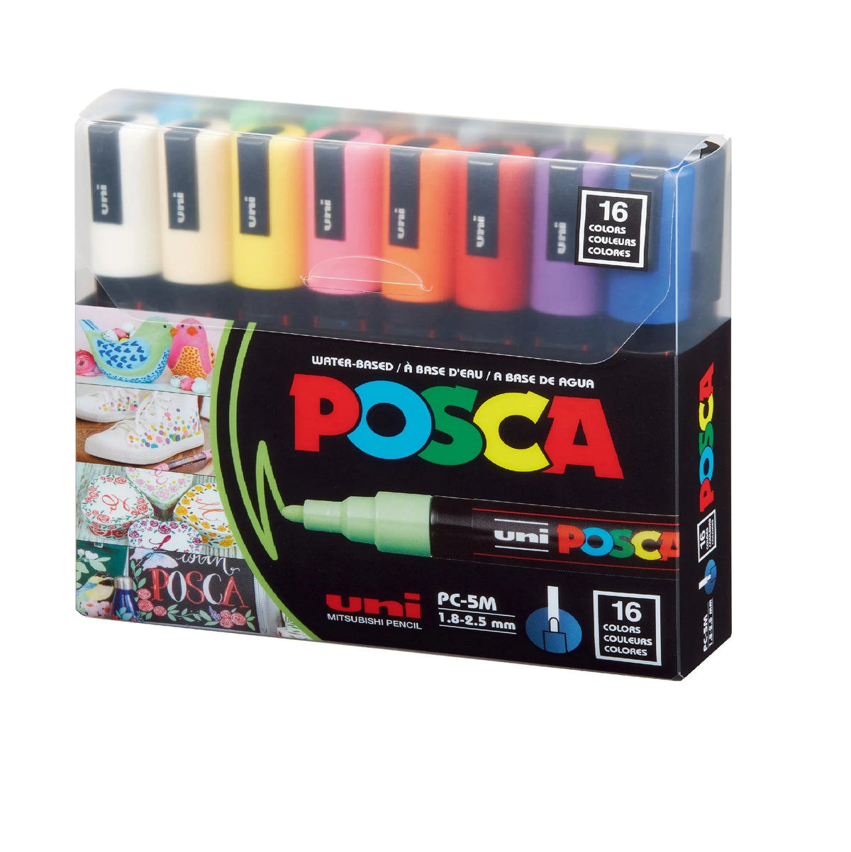 Uni Posca Marker PC-5M set of 8 or 16 acrylic waterproof permanent paint pens