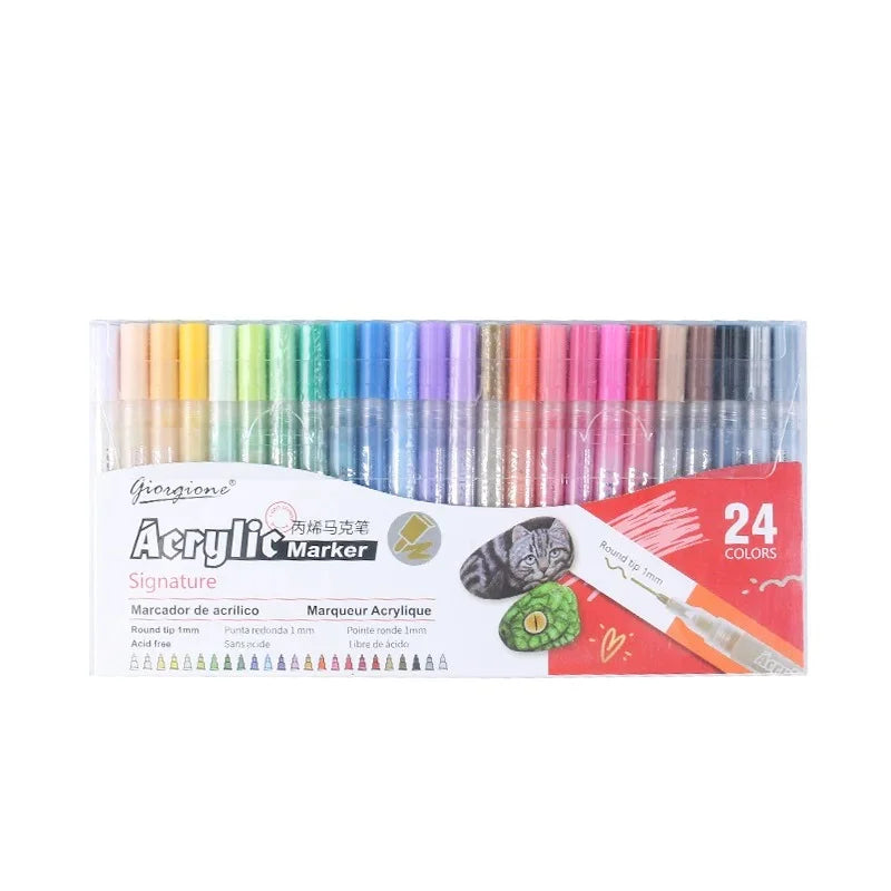 Giorgione permanent acrylic paint marker set 12/24 for wood, metal, cardboard, glass, and canvas crafts