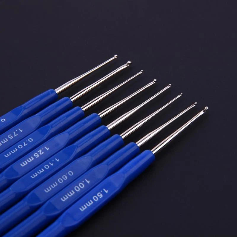 Small crochet hooks set 8 sizes aluminum crochet needles for knitting yarn crafts DIY projects and handmade crochet