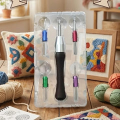 5-in-1 Adjustable Punch Needle Kit Ergonomic Multi-Size Embroidery Tool