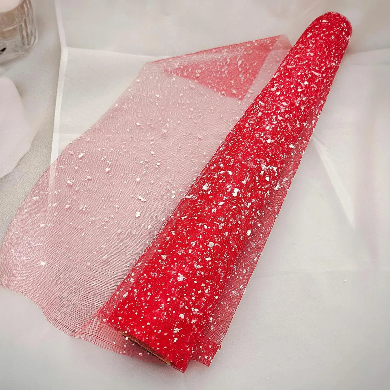 Snow dots gauze flower wrapping mesh roll for floral bouquets and gift packaging