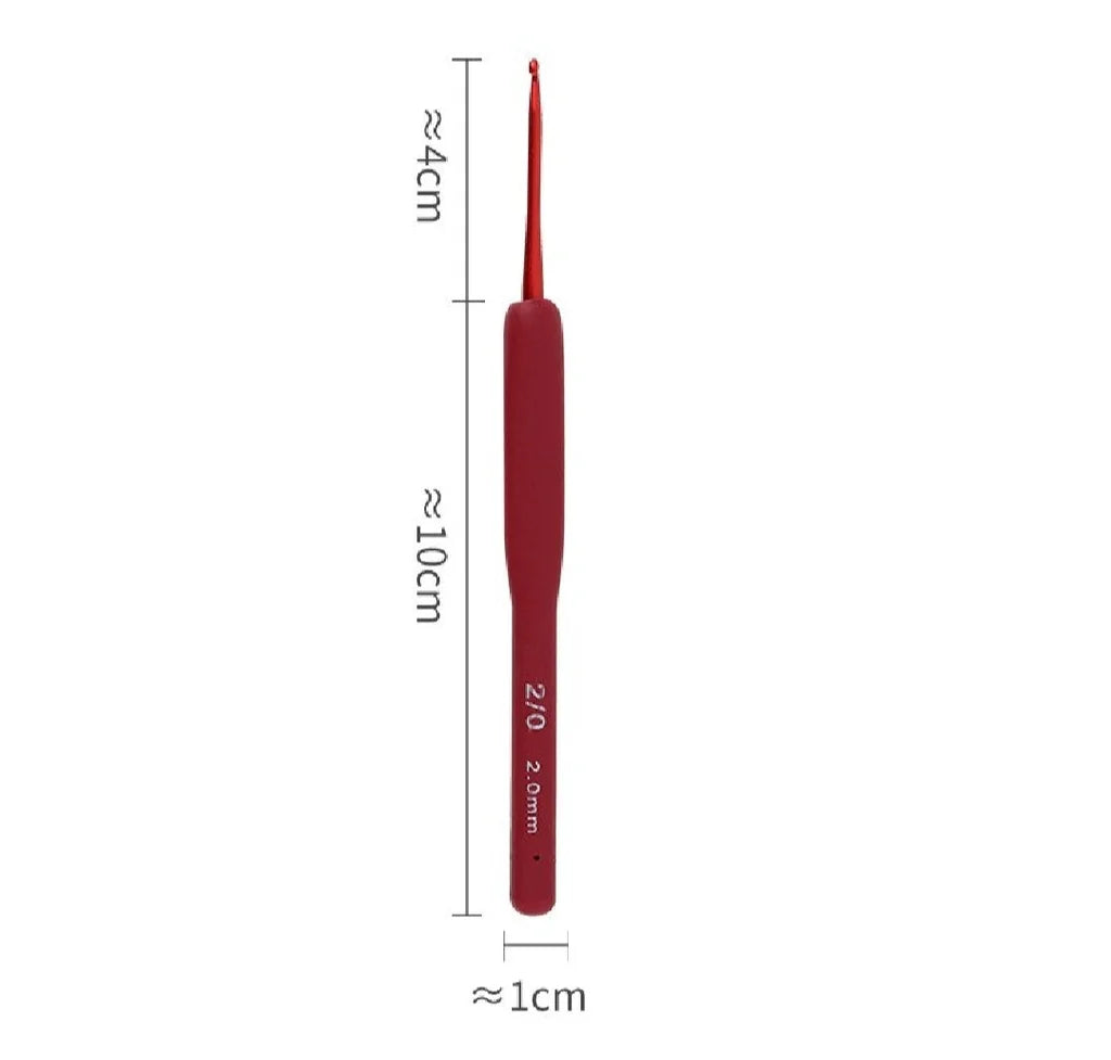 Maroon soft shank rubber grip crochet hook set ergonomic crochet needles for yarn knitting amigurumi and DIY crafts
