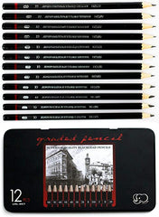 Ulson Professional Drawing & Sketch pencils in Metal box - Pack of 12