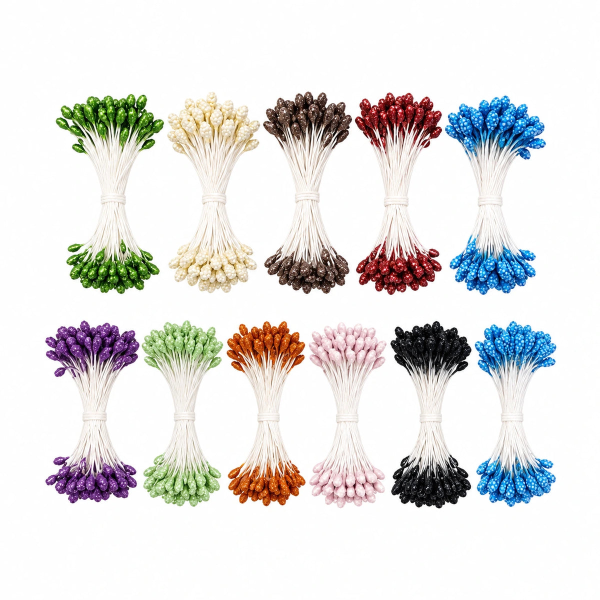 Mini artificial pearl flower stamen double head pistil for DIY floral crafts and wedding decoration
