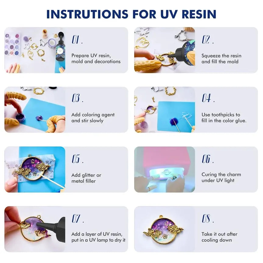 UV resin hard glue 50g 100g 200g transparent LED curing for DIY crafts and jewelry