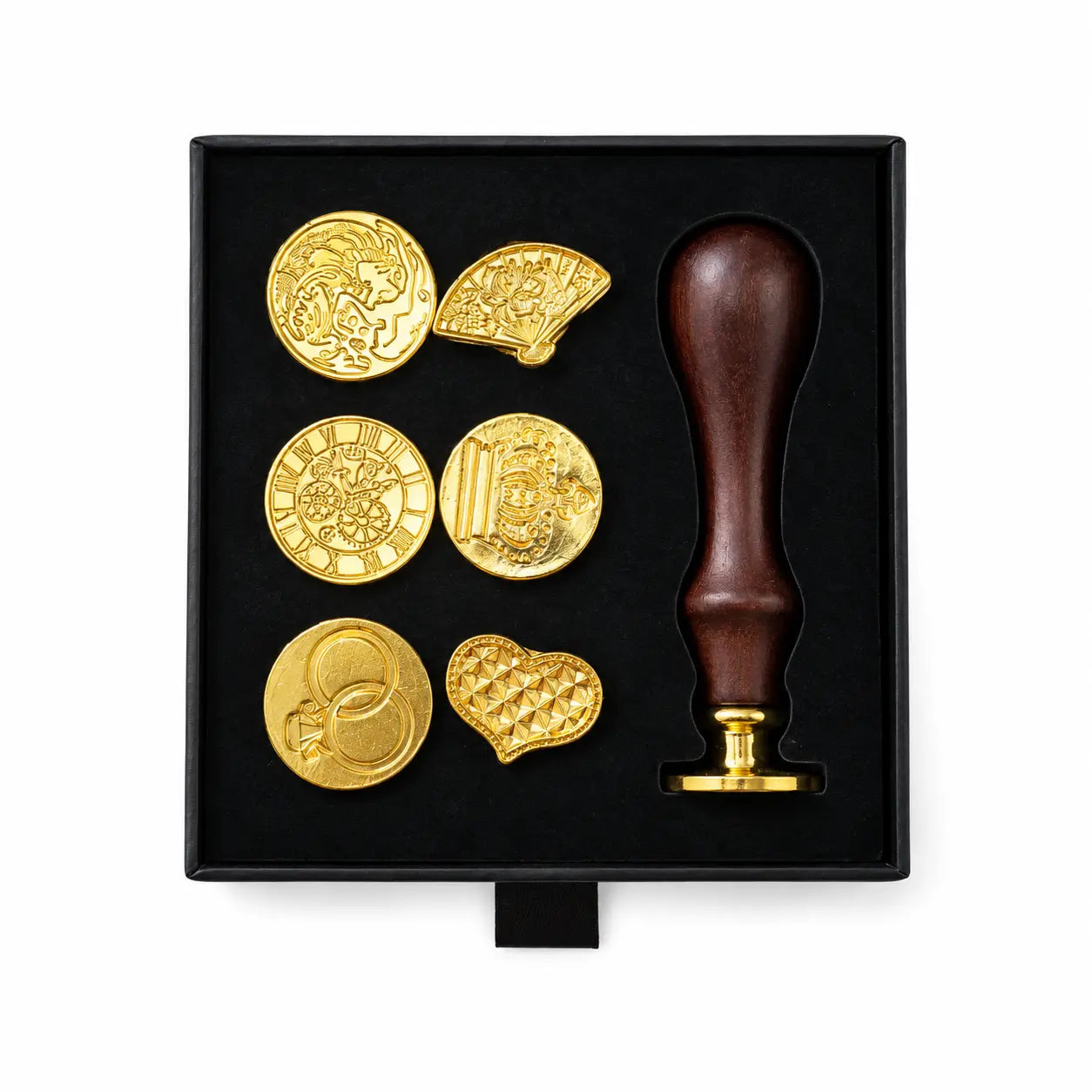 Wax Seal Stamp, Wooden Handle Brass Head With 6 Designs