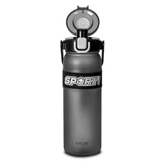 Sport Silicone Strap Water Bottle, with Handle, Straw, Flip Flop Cover Lid & Leak Proof, Used for School, Office, Gym and Outdoor Sports (1000 Ml)