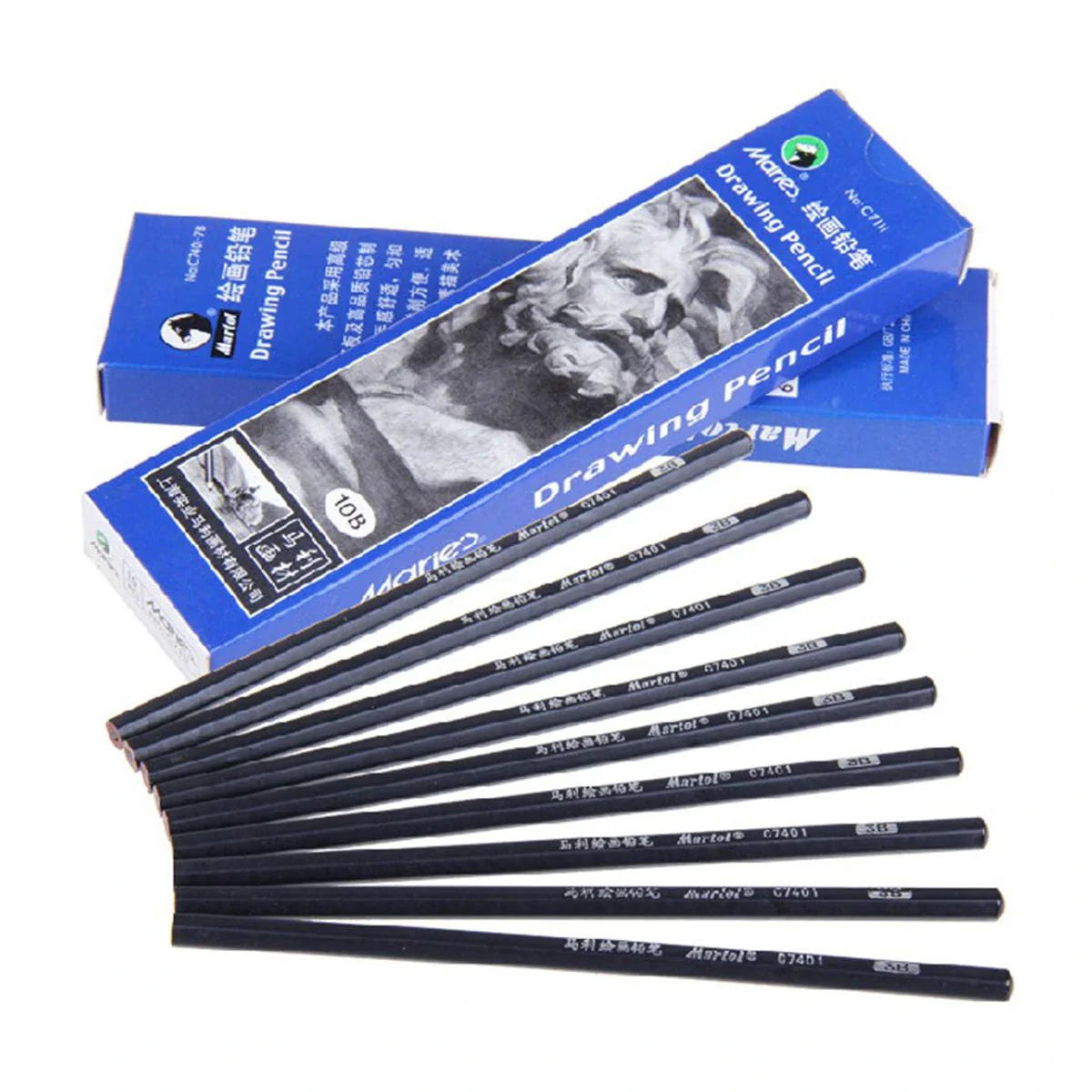 Maries drawing and sketch pencils set of 8 pieces B to 8B graphite pencils