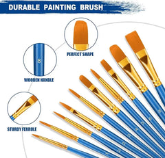 Bluebird arts value art brush set 10 pcs for acrylic, watercolor, and oil painting