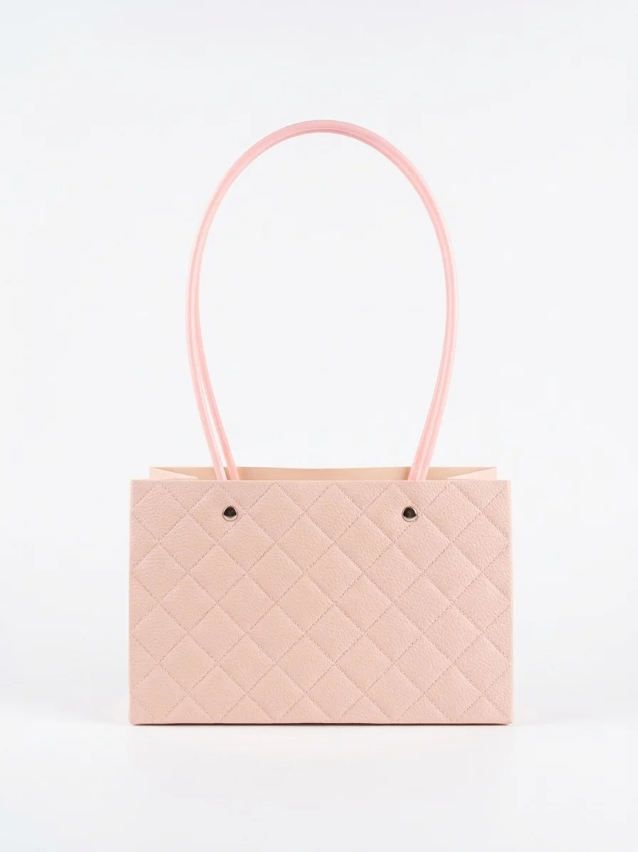 Quilted faux leather handbag with handles suitable for gifting and everyday use
