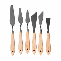 Wooden Handle Stainless Steel Palette Painting Knife Oil Painting Scraper Shovel Paint Palette Knife for Beginner Art Painting Tool