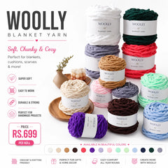 WOOLLY 100g Blanket Yarn Ball – Chunky Yarn for Blankets and Arm Knitting
